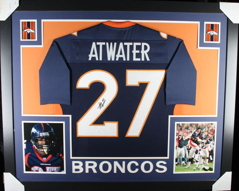 Steve Atwater framed autographed blue jersey "Skyline Style"
