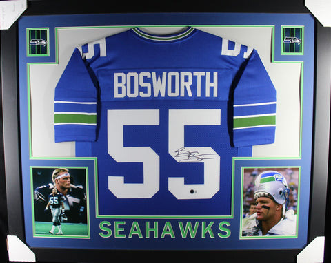 Brian Bosworth framed autographed blue jersey "Skyline Style"