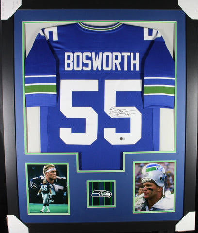 Brian Bosworth framed autographed blue jersey "Tower Style"