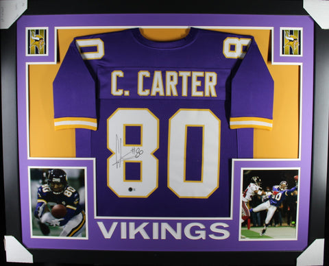 Cris Carter framed autographed purple jersey "Skyline Style"