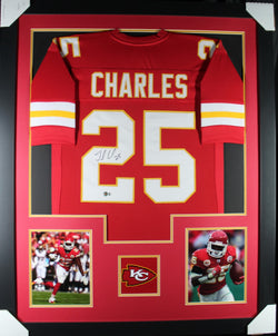 Jamaal Charles framed autographed red jersey "Tower Style"