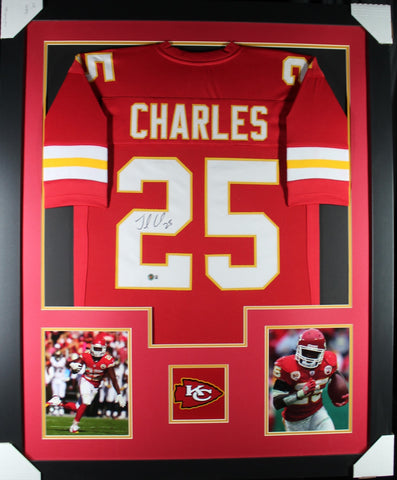 Jamaal Charles framed autographed red jersey "Tower Style"