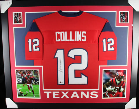 Nico Collins framed autographed red jersey "Skyline Style"