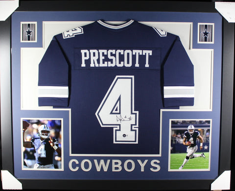 Dak Prescott framed autographed blue jersey "Skyline Style"