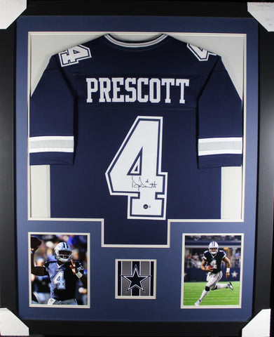 Dak Prescott framed autographed blue jersey "Tower Style"
