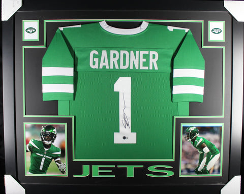 Ahmad "Sauce" Gardner framed autographed green jersey "Skyline Style"