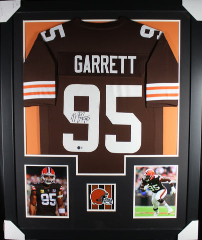 Myles Garrett framed autographed brown jersey "Tower Style"