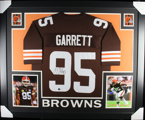 Myles Garrett framed autographed brown jersey "Skyline Style"