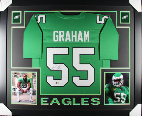 Brandon Graham framed autographed kelly green jersey "Skyline Style"