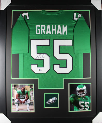 Brandon Graham framed autographed kelly green jersey "Tower Style"