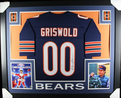 Chevy Chase "Clark Griswold" framed autographed navy jersey "Skyline Style"