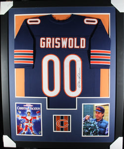 Chevy Chase "Clark Griswold" framed autographed navy jersey "Tower Style"