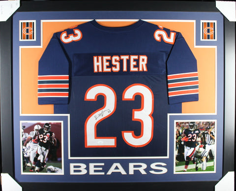 Devin Hester framed autographed blue jersey "Skyline Style"