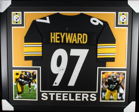 Cameron Heyward framed autographed black jersey "Skyline Style"