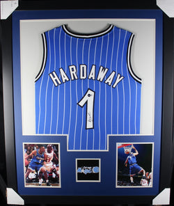 Penny Hardaway framed autographed blue jersey "Tower Style"