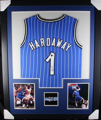 Penny Hardaway framed autographed blue jersey "Tower Style"