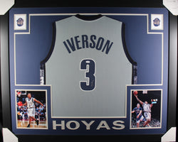 Allen Iverson framed autographed grey college jersey "Skyline Style"