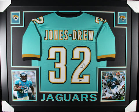 Maurice Jones-Drew framed autographed teal jersey "Skyline Style"