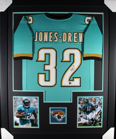 Maurice Jones-Drew framed autographed teal jersey "Tower Style"