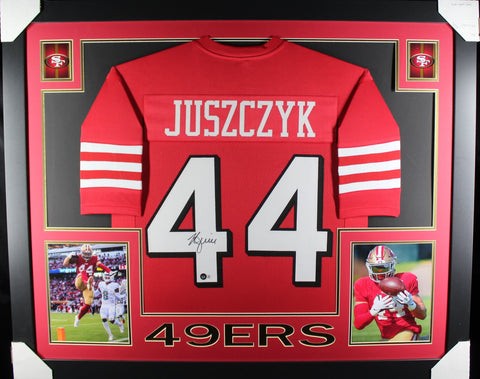 Kyle Juszczyk framed autographed red jersey "Skyline Style"