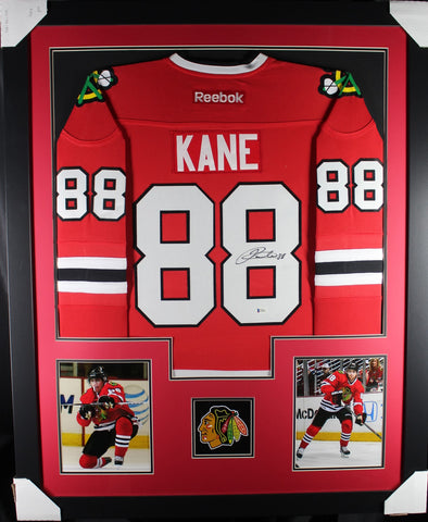 Patrick Kane framed autographed authentic Reebok jersey "Tower Style"