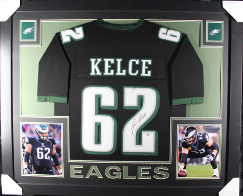 Jason Kelce framed autographed black jersey "Skyline Style"