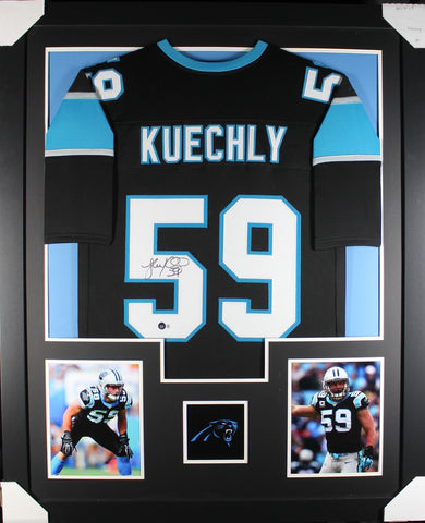 Luke Kuechly framed autographed black jersey "Tower Style"