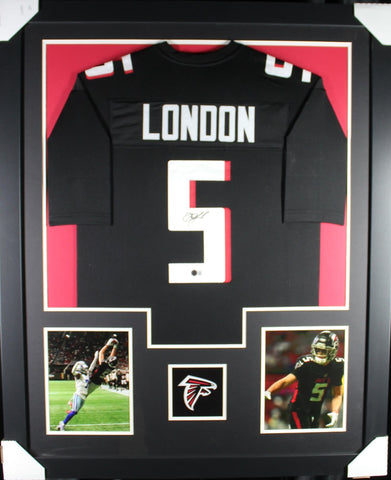 Drake London framed autographed black jersey "Tower Style"