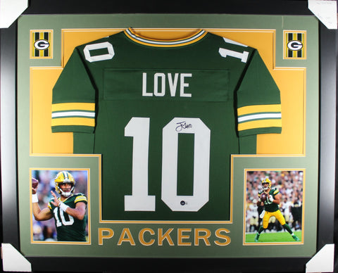 Jordan Love framed autographed green jersey "Skyline Style"