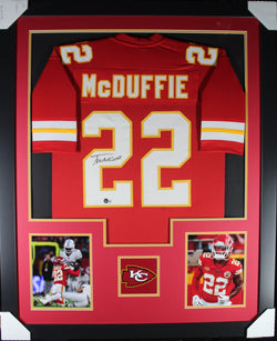 Trent McDuffie framed autographed red jersey "Tower Style"