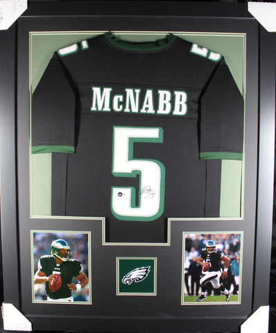 Donovan McNabb framed autographed black jersey "Tower Style"