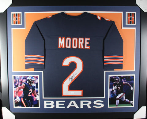 DJ Moore framed autographed navy jersey "Skyline Style"
