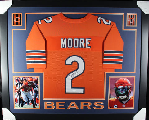 DJ Moore framed autographed orange jersey "Skyline Style"
