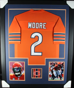 DJ Moore framed autographed orange jersey "Tower Style"