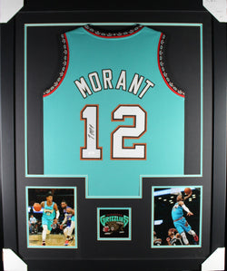Ja Morant framed autographed teal jersey "Tower Style"
