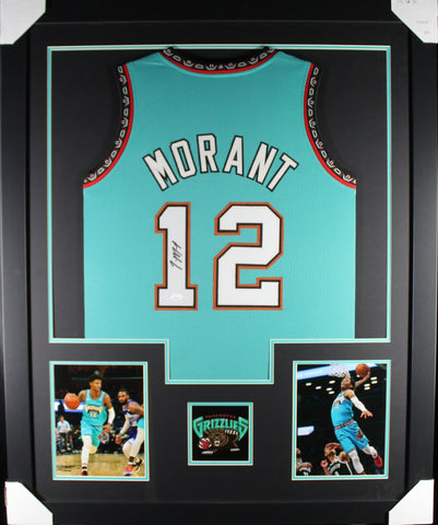 Ja Morant framed autographed teal jersey "Tower Style"