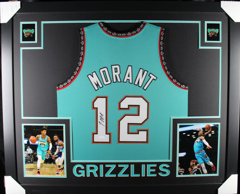 Ja Morant framed autographed teal jersey "Skyline Style"
