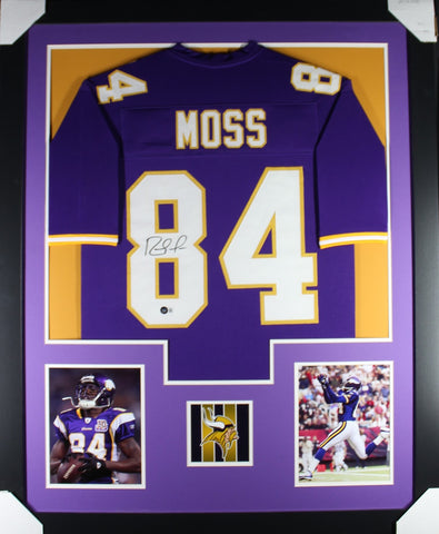 Randy Moss framed autographed purple jersey "Tower Style"