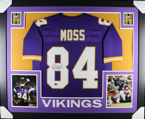Randy Moss framed autographed purple jersey "Skyline Style"