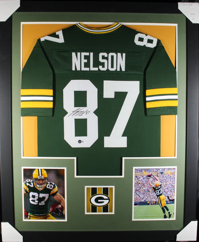 Jordy Nelson framed autographed green jersey "Tower Style"