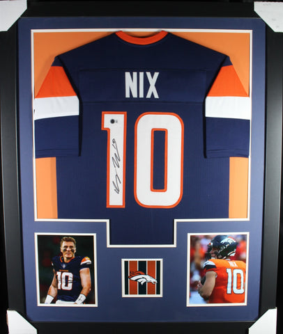 Bo Nix framed autographed blue jersey "Tower Style"