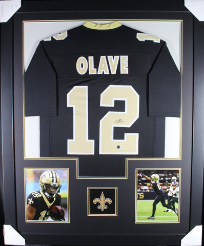 Chris Olave framed autographed black jersey "Tower Style"