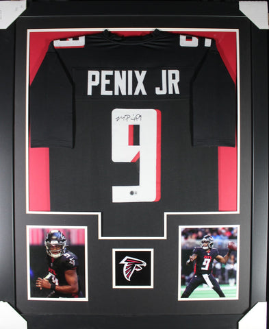 Michael Penix Jr framed autographed black jersey "Tower Style"