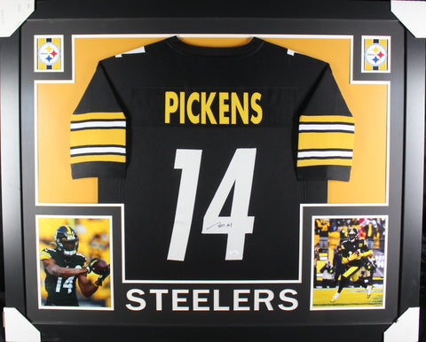 George Pickens framed autographed black jersey "Skyline Style"