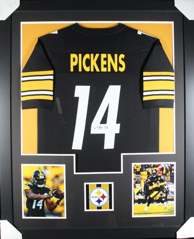 George Pickens framed autographed black jersey "Tower Style"