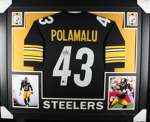 Troy Polamalu framed autographed black jersey "Skyline Style"
