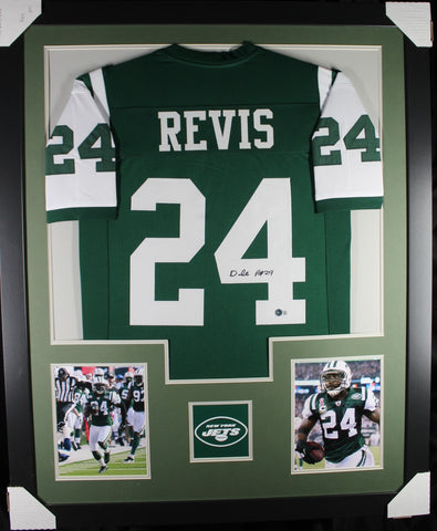 Darrelle Revis framed autographed green jersey "Tower Style"