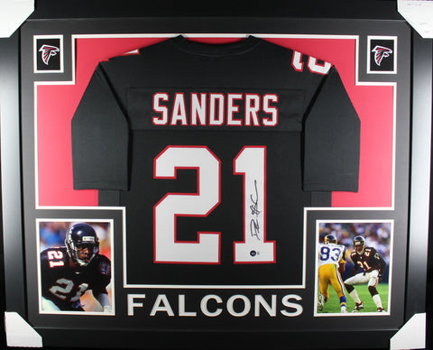 Deion Sanders framed autographed black jersey "Skyline Style"