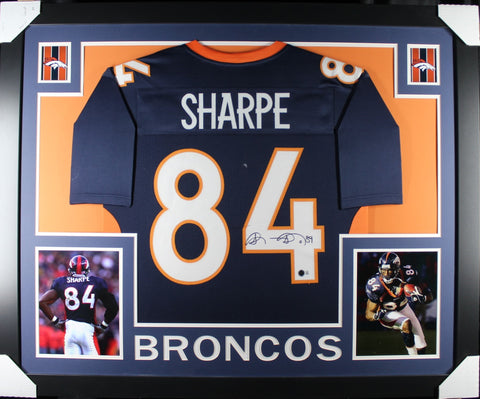 Shannon Sharpe framed autographed blue jersey "Skyline Style"