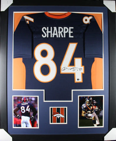 Shannon Sharpe framed autographed blue jersey "Tower Style"
